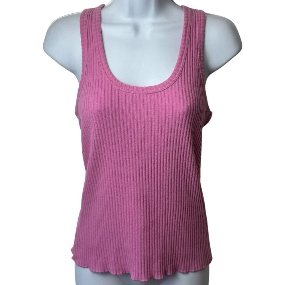 PJ Salvage Pink Ribbed Tank Top Capsule Lounge Sleep‎ Intimates Cozy S